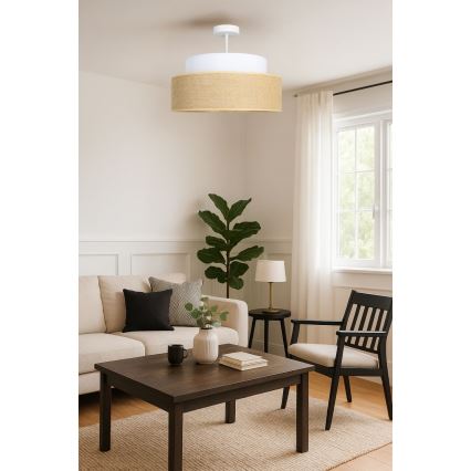 Virsapmetuma lustra BOHO 1xE27/60W/230V balta/bēša