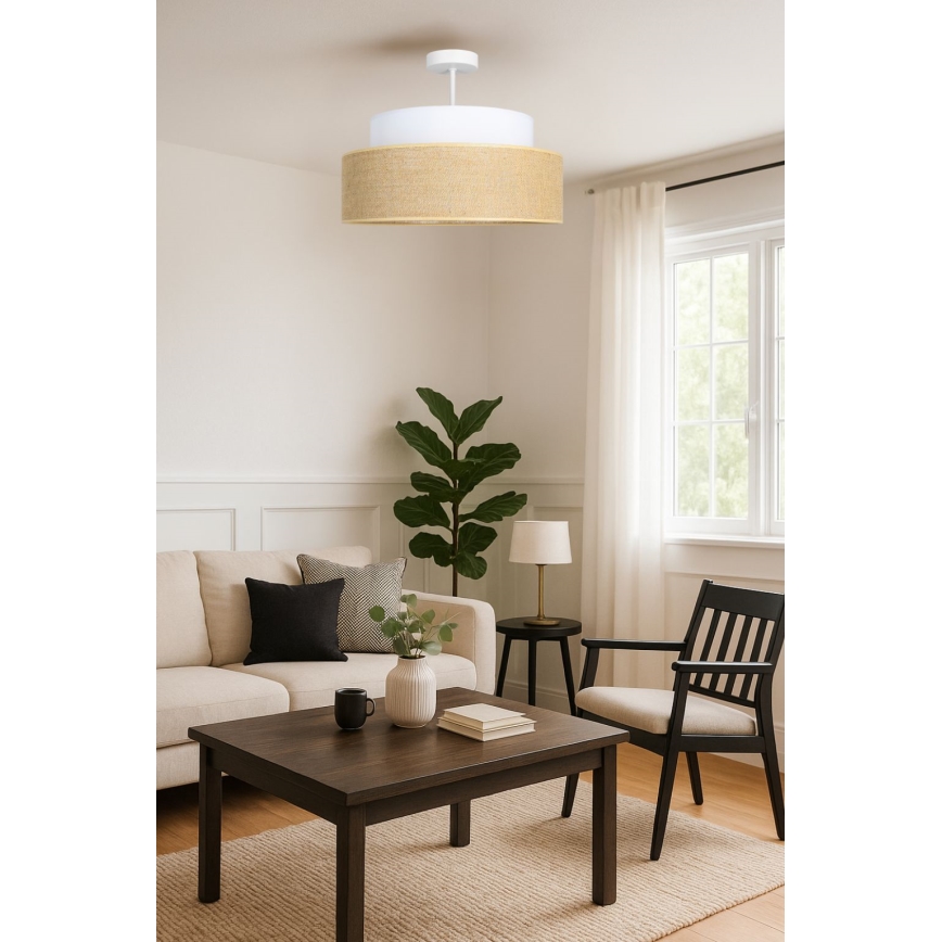 Virsapmetuma lustra BOHO 1xE27/60W/230V balta/bēša