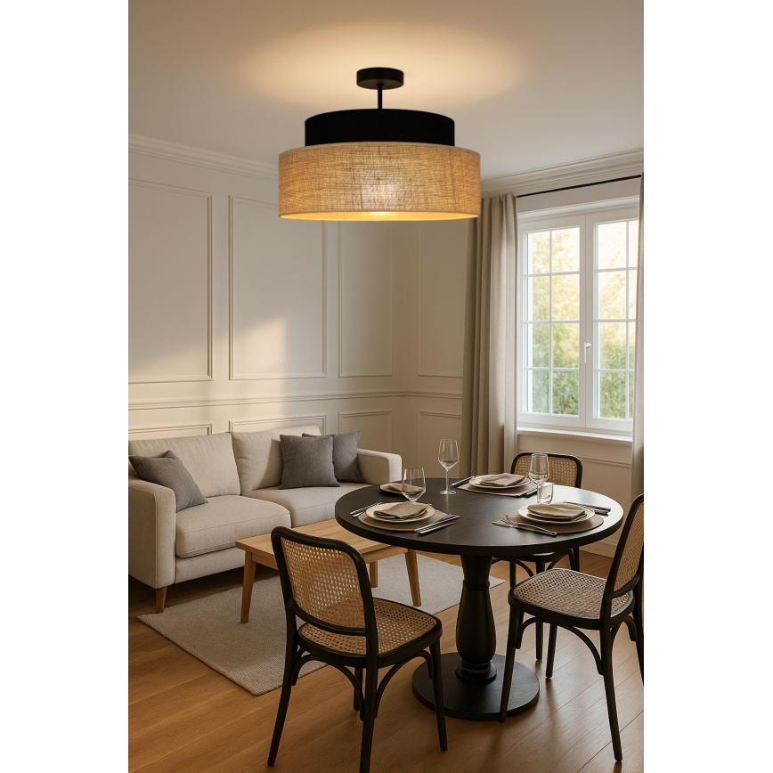 Virsapmetuma lustra BOHO 1xE27/60W/230V melna/bēša