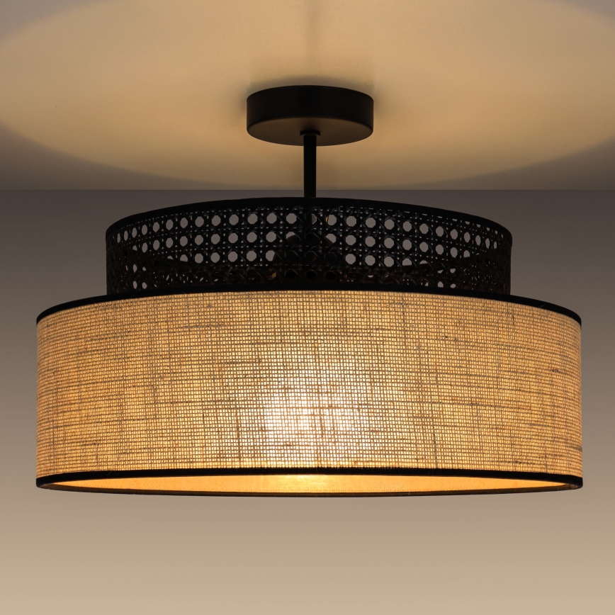 Virsapmetuma lustra BOHO 1xE27/60W/230V melna/rotanga