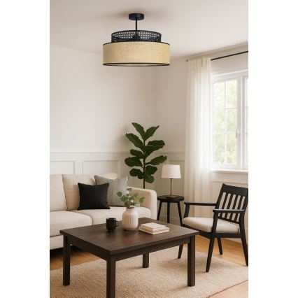 Virsapmetuma lustra BOHO 1xE27/60W/230V melna/rotanga