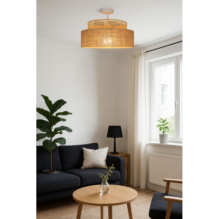 Virsapmetuma lustra BOHO 1xE27/60W/230V rotanga