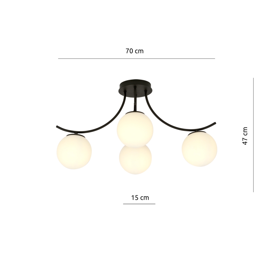 Virsapmetuma lustra BOSTON 4xE14/10W/230V melna