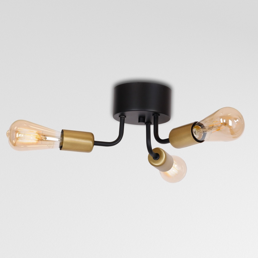 Virsapmetuma lustra BRENDA 3xE27/60W/230V melna/zelta