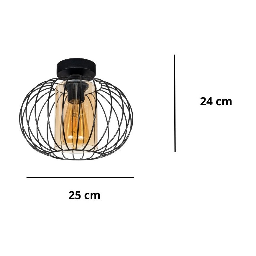Virsapmetuma lustra CORRINI 1xE27/60W/230V d. 25 cm melna/bēša