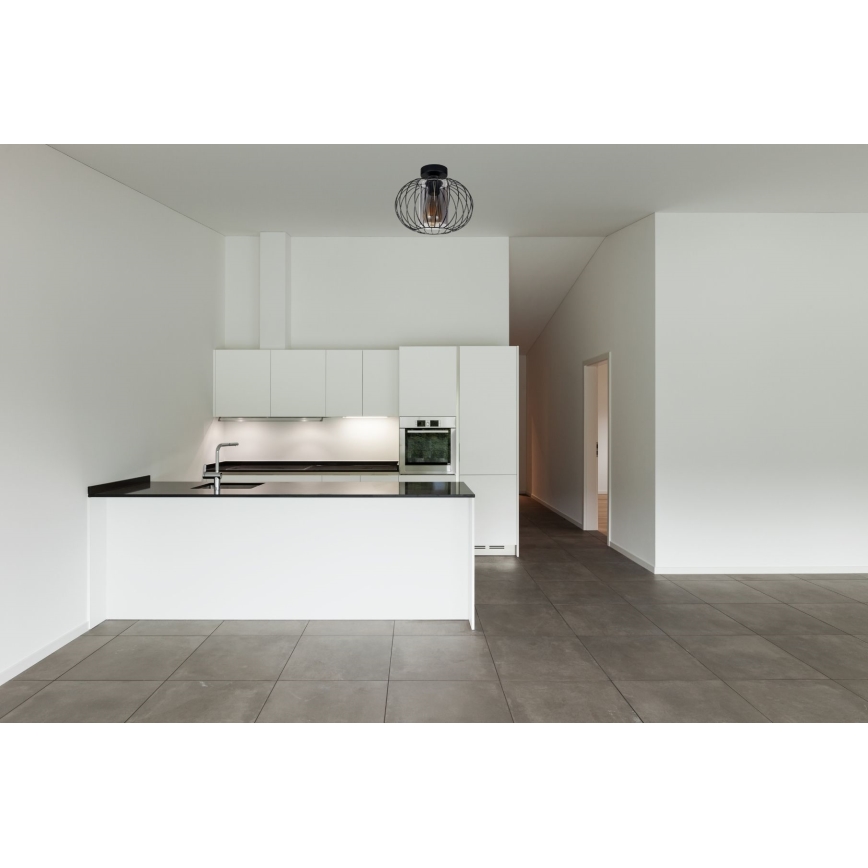 Virsapmetuma lustra CORRINI 1xE27/60W/230V d. 25 cm melna/pelēka