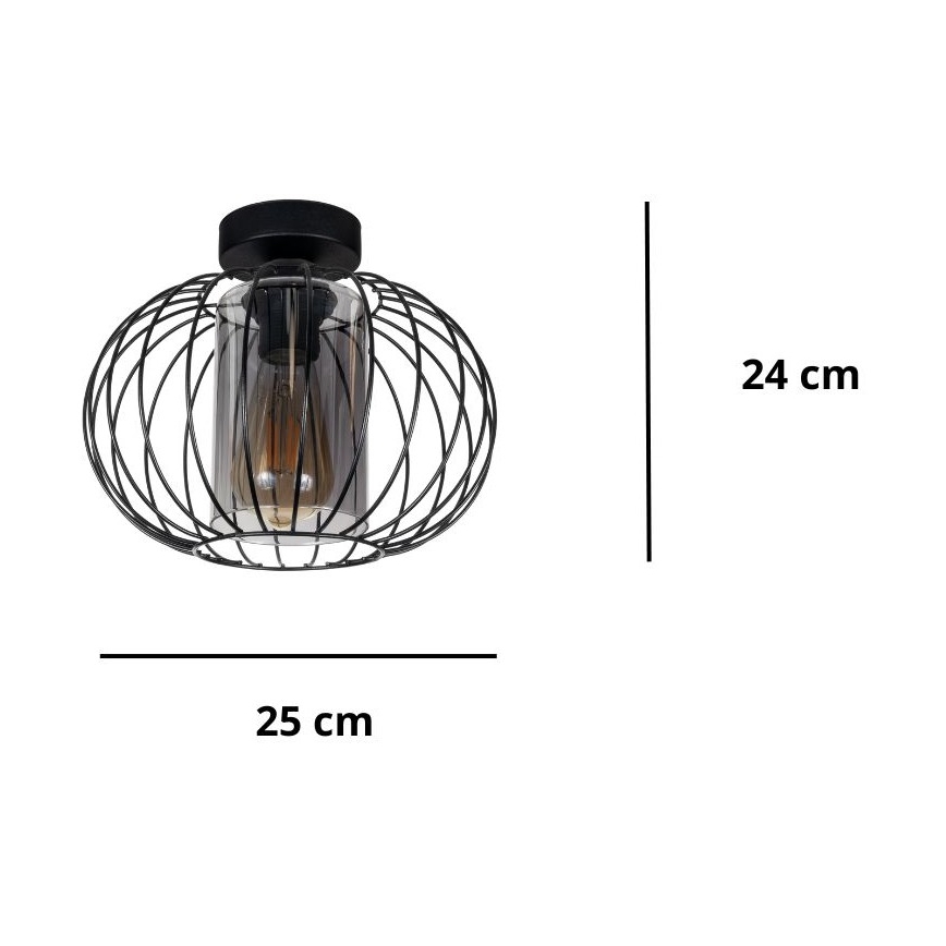 Virsapmetuma lustra CORRINI 1xE27/60W/230V d. 25 cm melna/pelēka