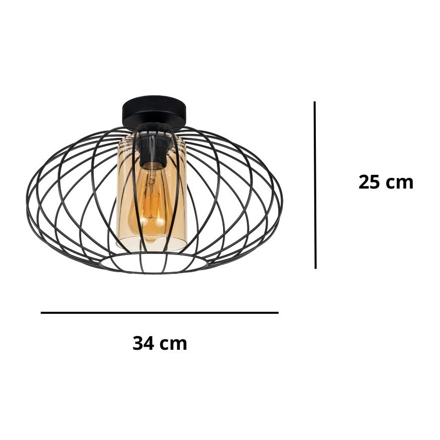 Virsapmetuma lustra CORRINI 1xE27/60W/230V d. 34 cm melna/bēša