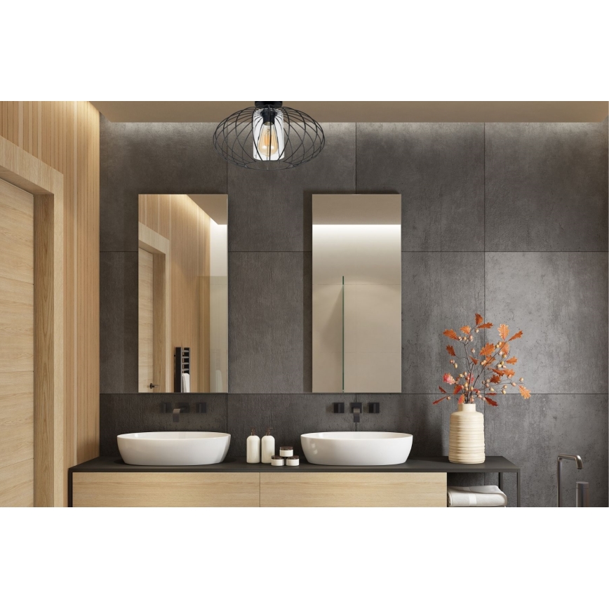 Virsapmetuma lustra CORRINI 1xE27/60W/230V d. 34 cm melna/caurspīdīga