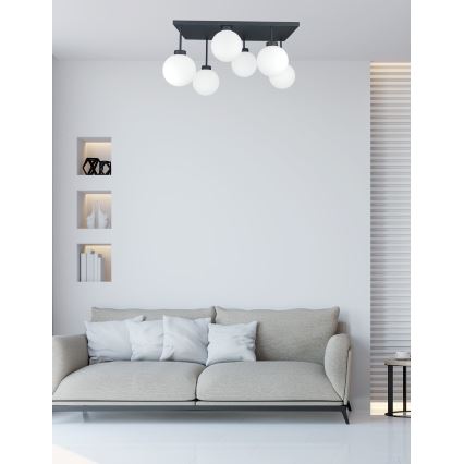 Virsapmetuma lustra DEA 6xE14/60W/230V melna/balta