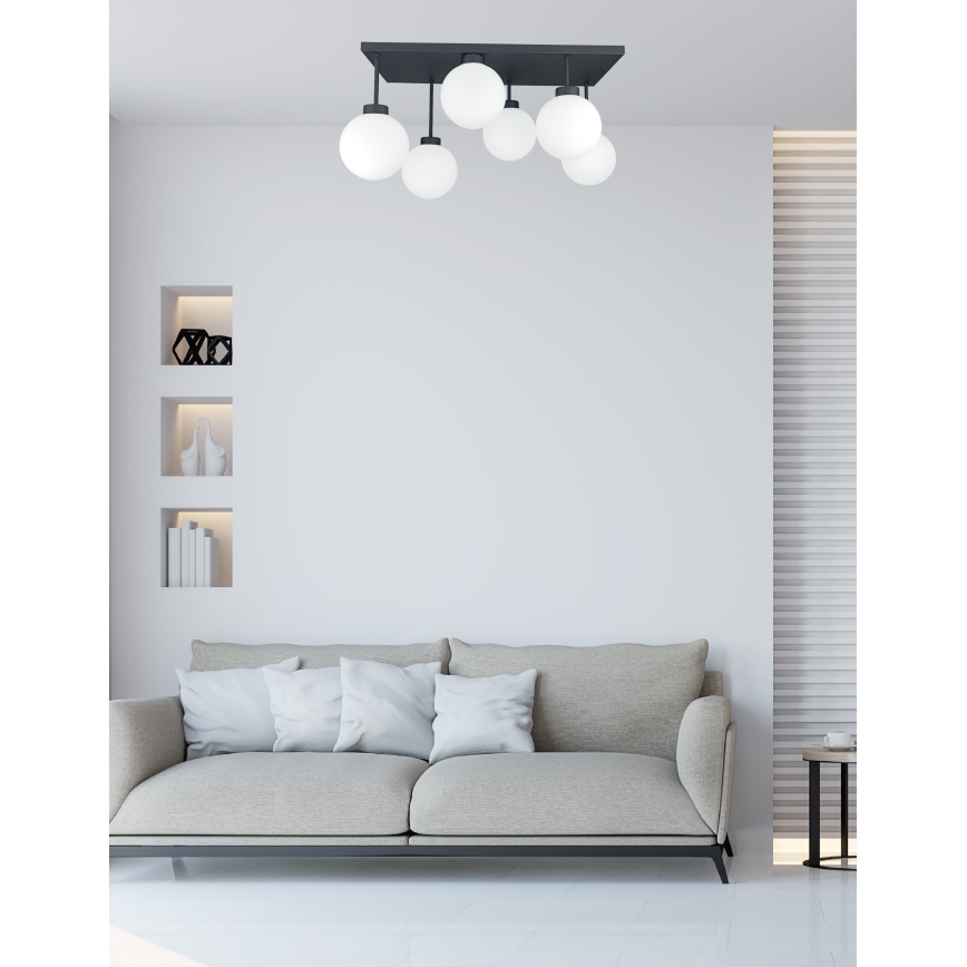 Virsapmetuma lustra DEA 6xE14/60W/230V melna/balta