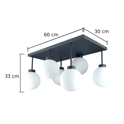 Virsapmetuma lustra DEA 6xE14/60W/230V melna/balta