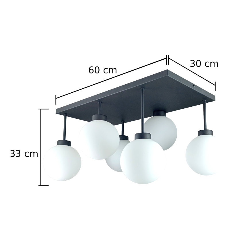 Virsapmetuma lustra DEA 6xE14/60W/230V melna/balta