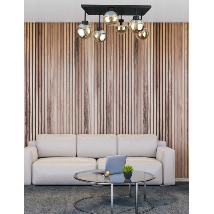 Virsapmetuma lustra DEA 6xE14/60W/230V melna/dūmakains bēša