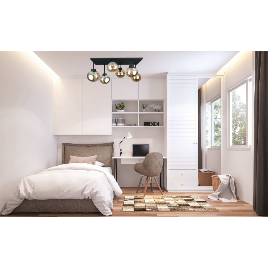 Virsapmetuma lustra DEA 6xE14/60W/230V melna/dūmakains bēša