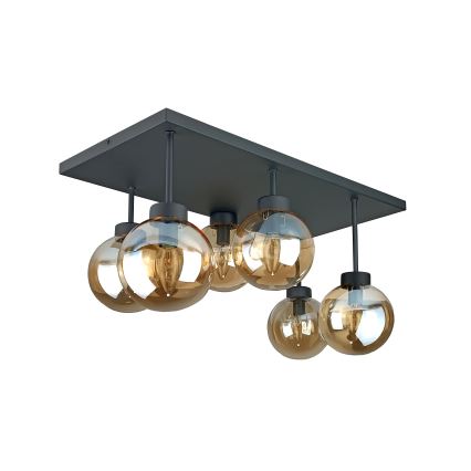 Virsapmetuma lustra DEA 6xE14/60W/230V melna/dūmakains bēša