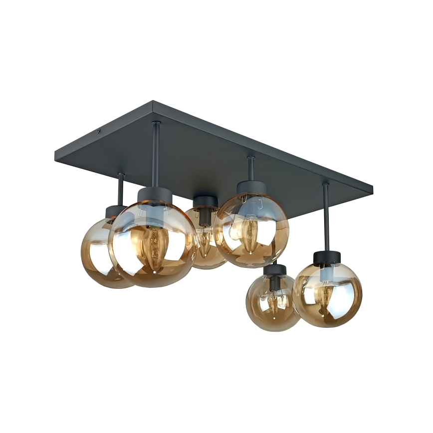 Virsapmetuma lustra DEA 6xE14/60W/230V melna/dūmakains bēša