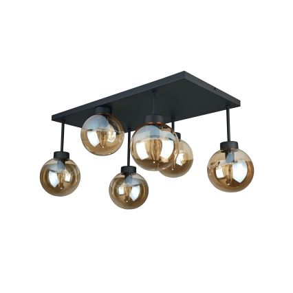 Virsapmetuma lustra DEA 6xE14/60W/230V melna/dūmakains bēša