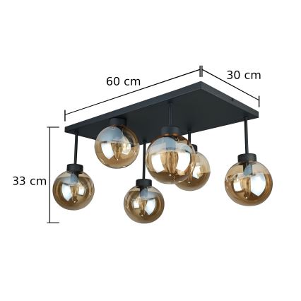 Virsapmetuma lustra DEA 6xE14/60W/230V melna/dūmakains bēša
