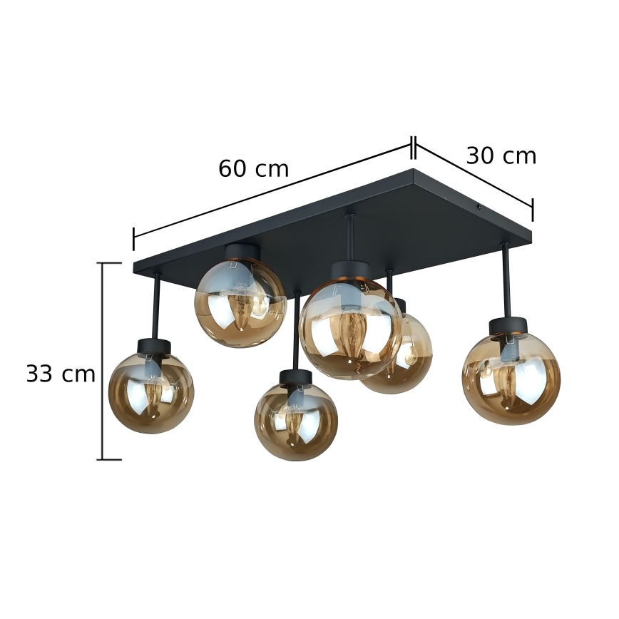 Virsapmetuma lustra DEA 6xE14/60W/230V melna/dūmakains bēša