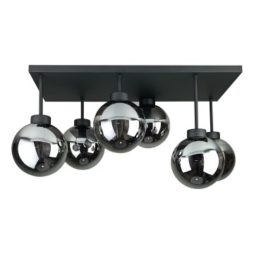 Virsapmetuma lustra DEA 6xE14/60W/230V melna/dūmakains melna