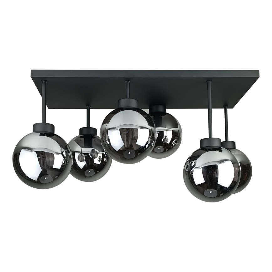 Virsapmetuma lustra DEA 6xE14/60W/230V melna/dūmakains melna