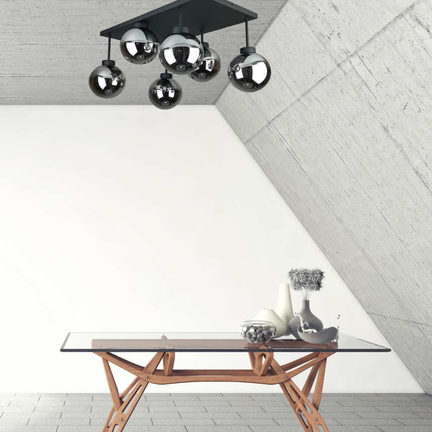Virsapmetuma lustra DEA 6xE14/60W/230V melna/dūmakains melna
