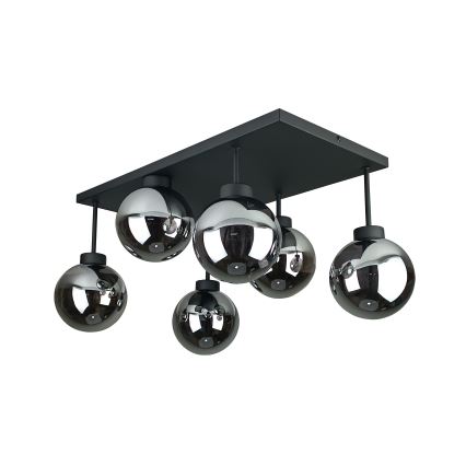 Virsapmetuma lustra DEA 6xE14/60W/230V melna/dūmakains melna