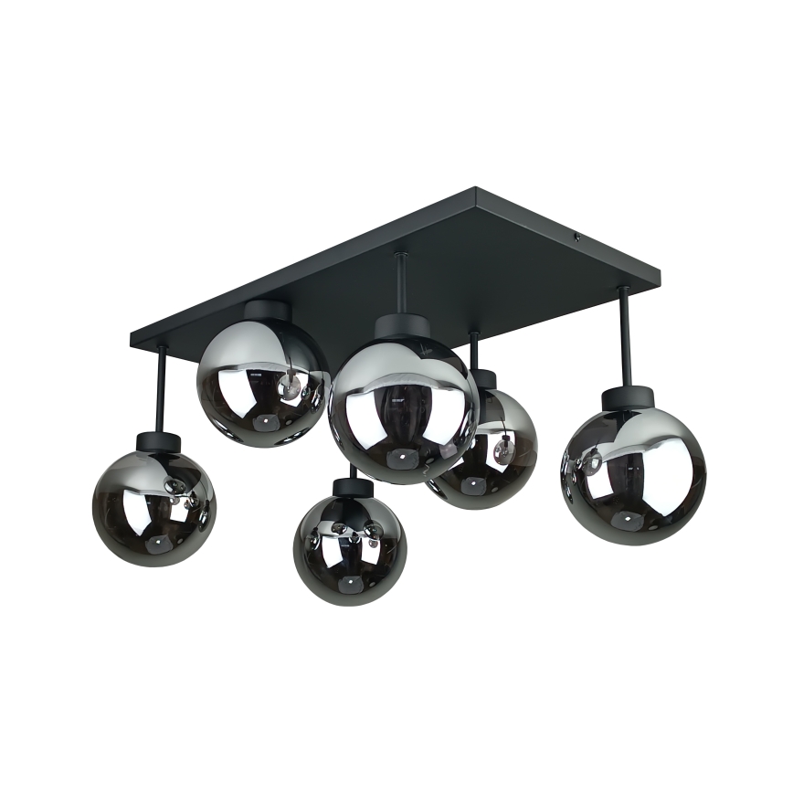 Virsapmetuma lustra DEA 6xE14/60W/230V melna/dūmakains melna