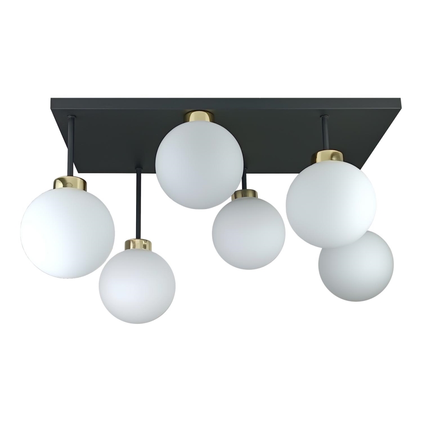Virsapmetuma lustra DEA 6xE14/60W/230V melna/zelta/balta