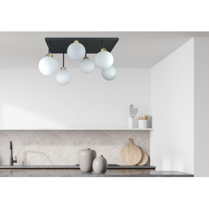 Virsapmetuma lustra DEA 6xE14/60W/230V melna/zelta/balta