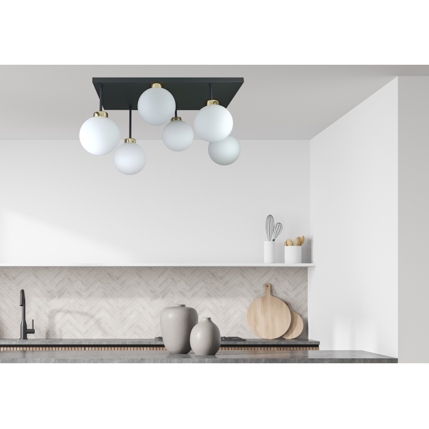Virsapmetuma lustra DEA 6xE14/60W/230V melna/zelta/balta