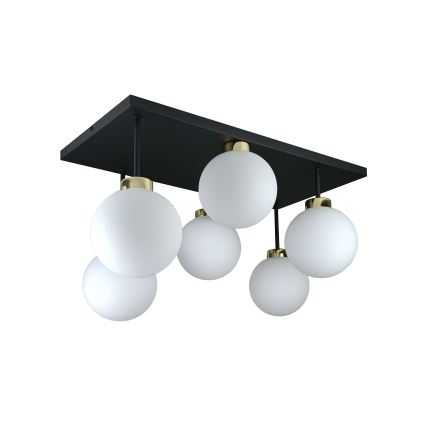 Virsapmetuma lustra DEA 6xE14/60W/230V melna/zelta/balta