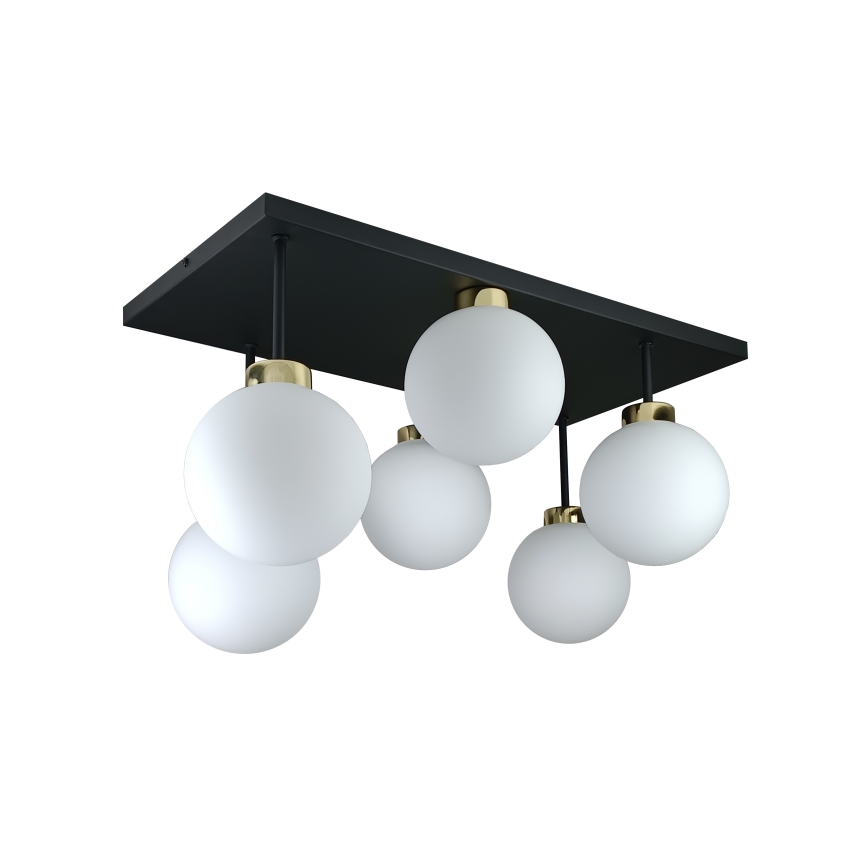 Virsapmetuma lustra DEA 6xE14/60W/230V melna/zelta/balta