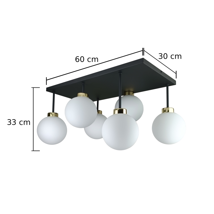 Virsapmetuma lustra DEA 6xE14/60W/230V melna/zelta/balta