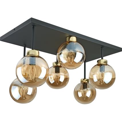 Virsapmetuma lustra DEA 6xE14/60W/230V melna/zelta/dūmakains bēša