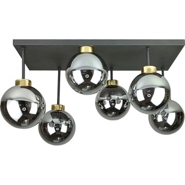 Virsapmetuma lustra DEA 6xE14/60W/230V melna/zelta/dūmakains melna