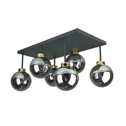 Virsapmetuma lustra DEA 6xE14/60W/230V melna/zelta/dūmakains melna