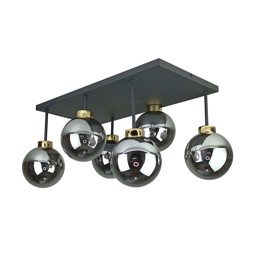 Virsapmetuma lustra DEA 6xE14/60W/230V melna/zelta/dūmakains melna