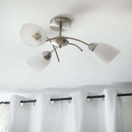 Virsapmetuma lustra DONNA 3xE27/60W/230V niķelis