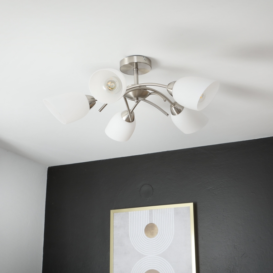 Virsapmetuma lustra DONNA 5xE27/60W/230V niķelis