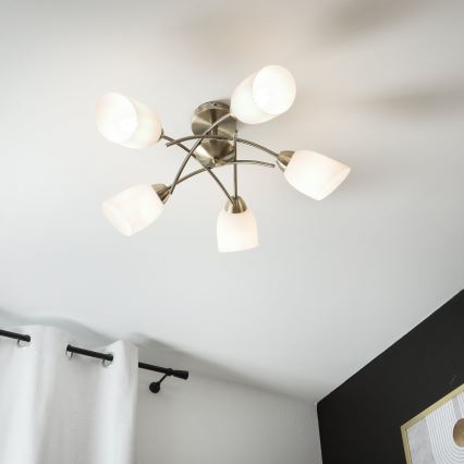 Virsapmetuma lustra DONNA 5xE27/60W/230V patina