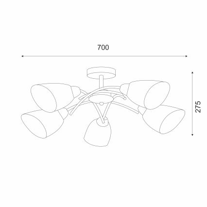 Virsapmetuma lustra DONNA 5xE27/60W/230V patina