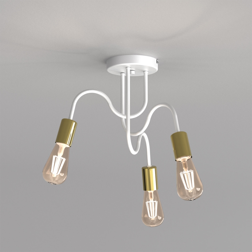 Virsapmetuma lustra DOW 3xE27/60W/230V balta/zelta