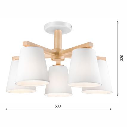 Virsapmetuma lustra ELLIE 5xE27/60W/230V balta/dižskābardis
