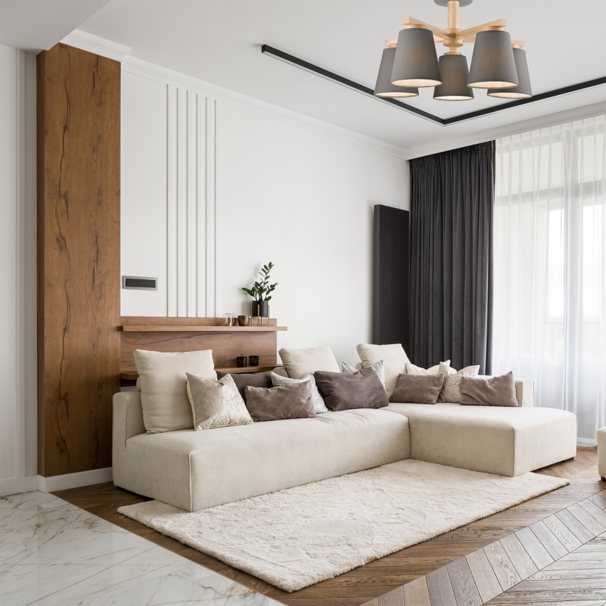 Virsapmetuma lustra ELLIE 5xE27/60W/230V pelēka/dižskābardis
