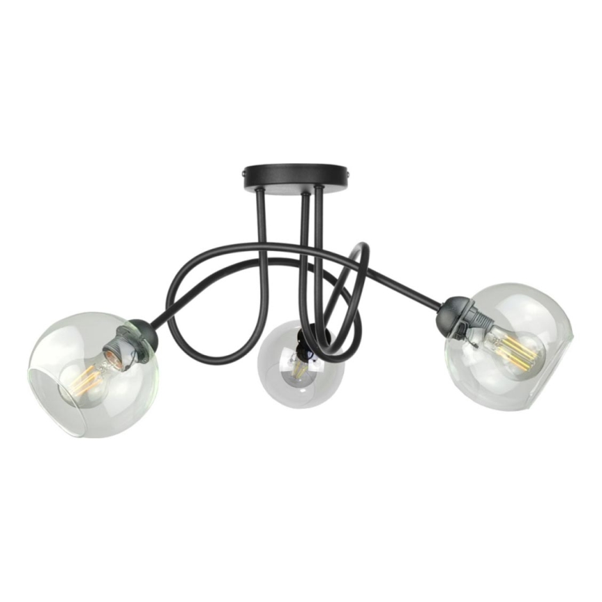 Virsapmetuma lustra EVIE 3xE27/60W/230V melna/caurspīdīga