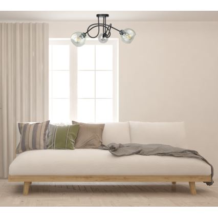 Virsapmetuma lustra EVIE 3xE27/60W/230V melna/caurspīdīga
