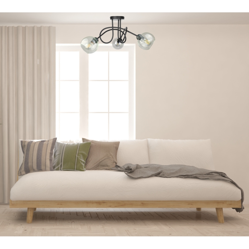 Virsapmetuma lustra EVIE 3xE27/60W/230V melna/caurspīdīga