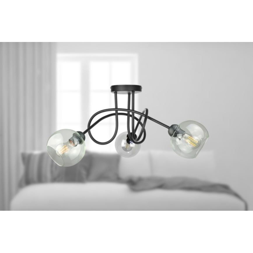 Virsapmetuma lustra EVIE 3xE27/60W/230V melna/caurspīdīga